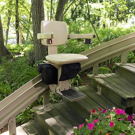 San Francisco Outdoor Curved stairlifts for exterior staircase and outside stairway